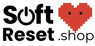 Logo of Soft Reset .shop with a pixelated heart icon on a white background